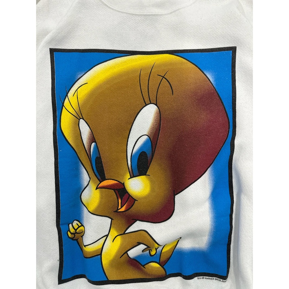 Vintage 1995 Looney Tunes Tweety Bird Sweatshirt White Jerry Leigh XL USA Made - Picture 3 of 9